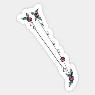 Circinus (Compasses) Constellation Roses and Hearts Doodle Sticker